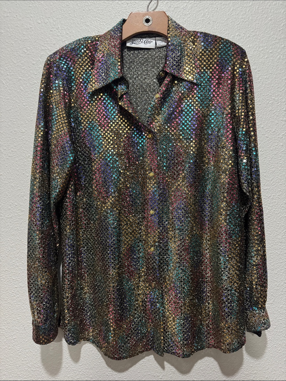Vintage Yves St. Clair Multicolor Metallic Button-Down Shirt